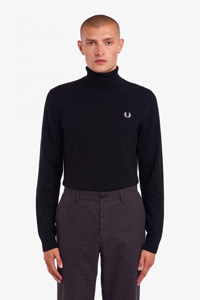 Black Fred Perry Roll Neck Jumper Men\'s Knitwear | PH 1318BEXC